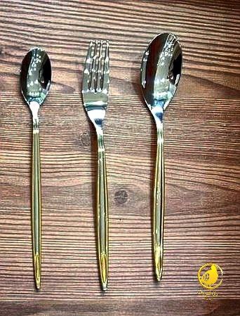 سرویس قاشق و چنگال ۲۴ نفره یونیک نیمه طلایی 3 سرویس قاشق و چنگال ۲۴ نفره یونیک