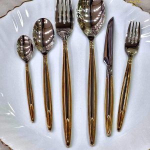 سرویس قاشق و چنگال ۲۴ نفره یونیک نیمه‌ طلایی